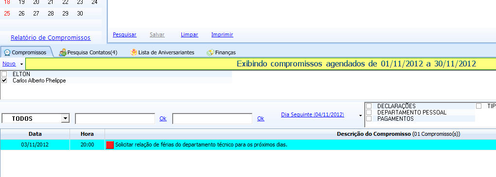 Agenda de Compromissos